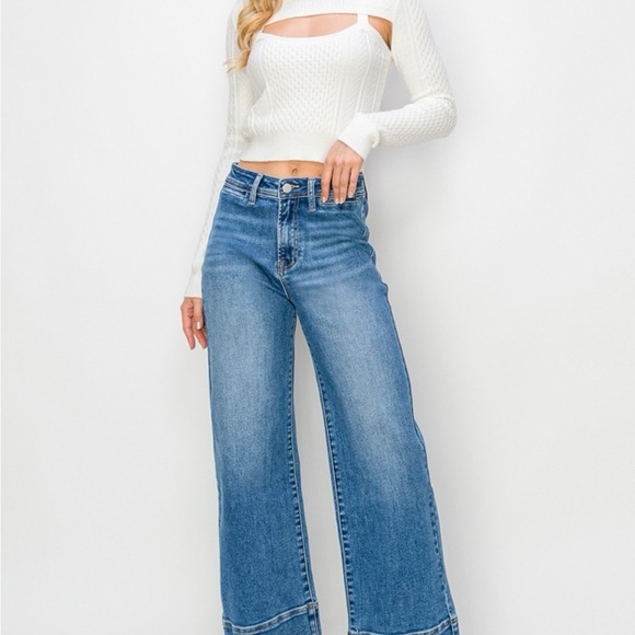 Risen Full Size High Rise Wide Leg Jeans - Picture 5 of 5